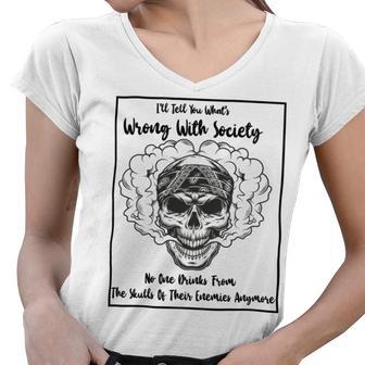 Official Wrong Society Drink From The Skull Of Your Enemies Women V-Neck T-Shirt | Favorety DE