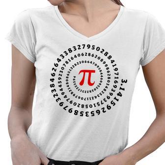 Pi Π Spiral Science Mathematics Math Irrational Number Sequence Women V-Neck T-Shirt | Favorety CA