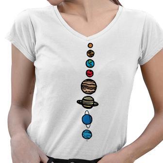 Planets Colour Women V-Neck T-Shirt | Favorety