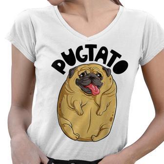 Pugtato Pug Potato Dog Lovers Costume Funny Meme Gifts Women V-Neck T-Shirt | Favorety AU