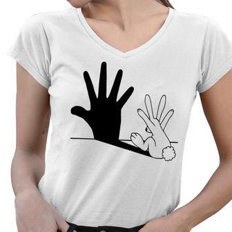 Rabbit Hand Shadow Women V-Neck T-Shirt | Favorety AU