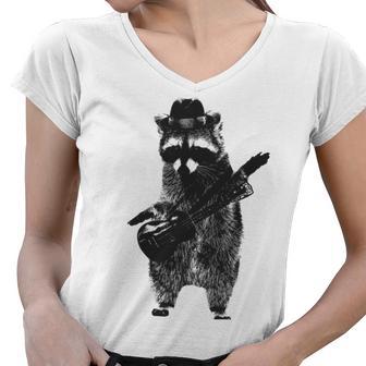 Raccoon Wielding Ukulele Women V-Neck T-Shirt | Favorety AU