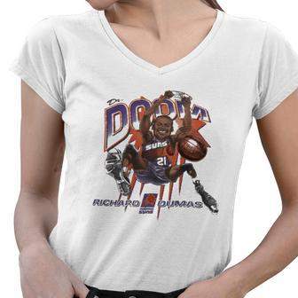 Richard Dumas Dr Doom Retro Phoenix Basketball Women V-Neck T-Shirt | Mazezy