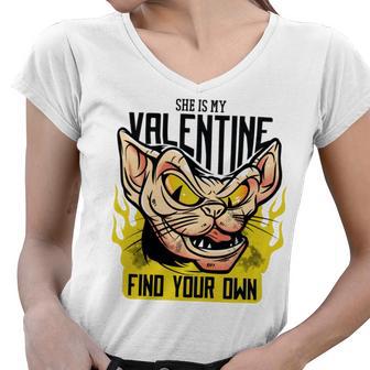 She Is My Valentine Cat Women V-Neck T-Shirt | Favorety CA