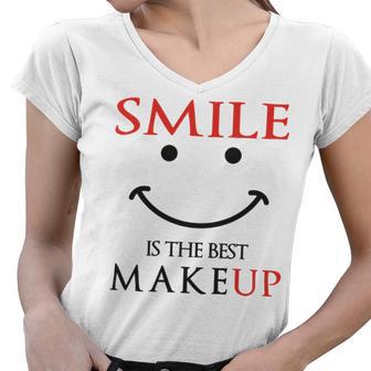 Smile Is The Best Makeup Women V-Neck T-Shirt | Favorety DE