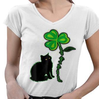 St Patricks Day Black Cat My Lucky Charm Women V-Neck T-Shirt | Favorety AU