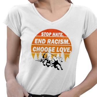 Stop Hate End Racism Choose Love Buffalo Version Women V-Neck T-Shirt | Mazezy