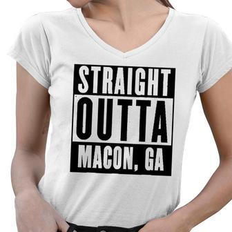 Straight Outta Georgiamacon Home Tee V Neck Women V-Neck T-Shirt | Mazezy