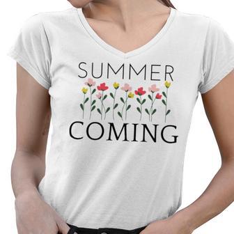 Summer Coming Women V-Neck T-Shirt | Favorety UK