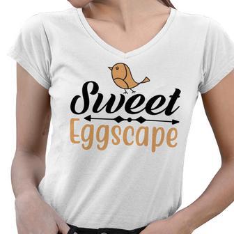 Sweet Eggscape Women V-Neck T-Shirt | Favorety UK