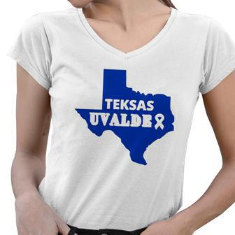 Texas Uvalde Pray For Texas Texas Map Women V-Neck T-Shirt | Mazezy