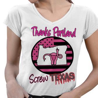 Thanks Portland Screw Texas Mind Your Own Uterus Women V-Neck T-Shirt | Favorety AU