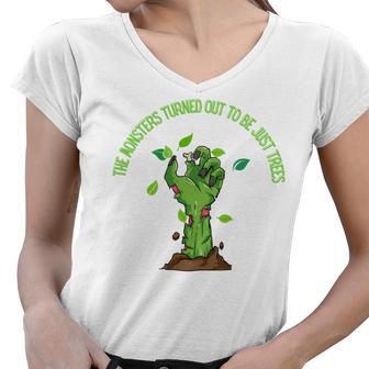 The Monsters Turned Out To Be Just Trees Hand Monster Women V-Neck T-Shirt | Favorety DE