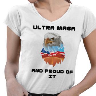 Ultra Mega And Proud Of It Pro Trump Patriotic Republican Women V-Neck T-Shirt | Favorety UK