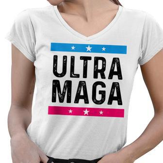 Ultra Mega Patriotic Trump Republicans Conservatives Women V-Neck T-Shirt - Seseable