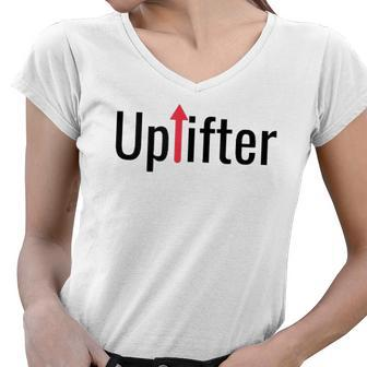 Uplifter Be Positive Raise Vibrations Around You Women V-Neck T-Shirt | Mazezy