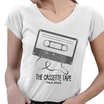 Vintage Recording Cassette Tape 1963 To 2003 Women V-Neck T-Shirt | Mazezy