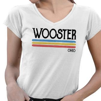 Vintage Wooster Ohio Oh Souvenir Gift Women V-Neck T-Shirt | Mazezy
