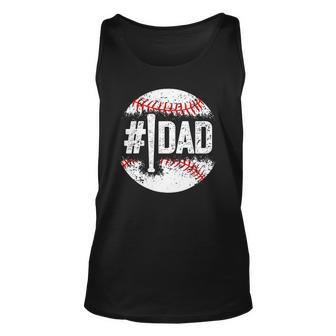 1 Dad Baseball Number One Daddy Son Baseball Fathers Day Unisex Tank Top | Mazezy