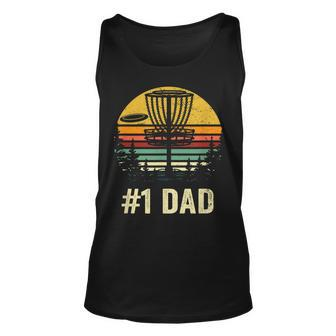 1 Dad Disc Golf Gift Number One Father Frisbee Golfing Disk Unisex Tank Top - Seseable