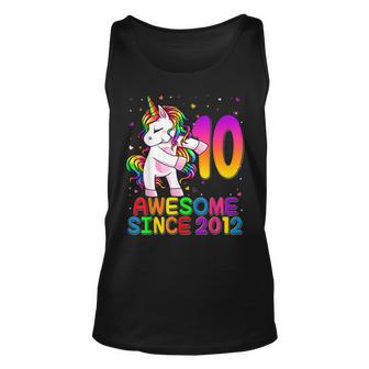10 Year Old Unicorn Flossing 10Th Birthday Girl Unicorn Unisex Tank Top - Seseable