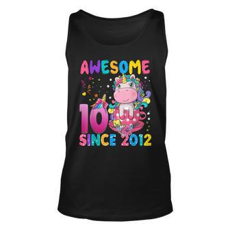 10 Years Old 10Th Birthday Unicorn Girl Awesome Since 2012 Unisex Tank Top - Seseable