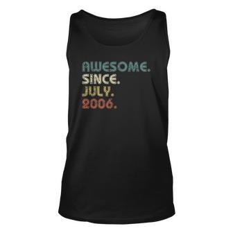 16 Years Old Gifts Awesome Since July 2006 16Th Birthday Unisex Tank Top | Mazezy