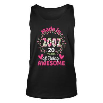 20 Years Old 20Th Birthday Born In 2002 Women Girls Floral Unisex Tank Top - Seseable