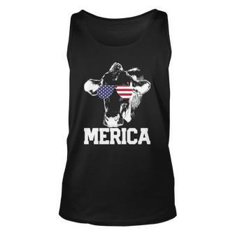 4Th Of July 4Th Cow American Flag Usa Men Women Retro Merica Tank Top | Mazezy