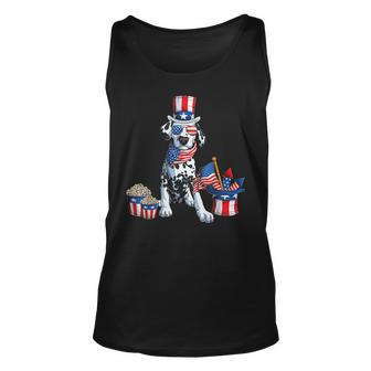 4Th Of July Dalmatian Dad American Sunglasses Dog Puppy Usa Unisex Tank Top - Seseable