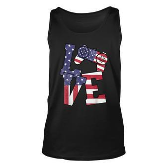 4Th Of July Love Video Game Controller Patriotic Usa Flag Unisex Tank Top - Seseable