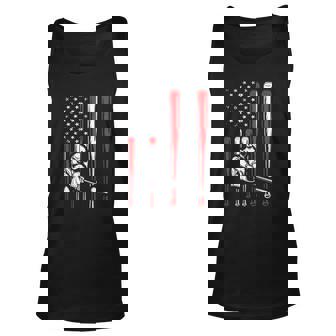 4Th Of July Patriotic American Flag Baseball Bat Pitcher Unisex Tank Top | Mazezy