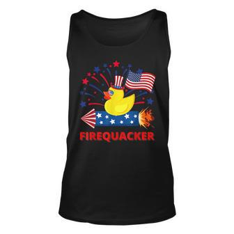 4Th Of July Patriotic Firecracker Rubber Duck Firequacker Unisex Tank Top - Seseable