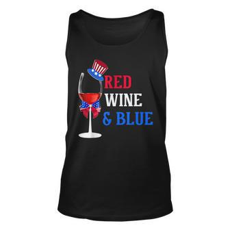 4Th Of July Red White And Blue Wine Glass Firework Drinker Unisex Tank Top - Seseable