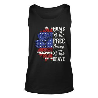 4Th Of July Sunflower Home Of The Free Because Of The Brave Unisex Tank Top - Seseable