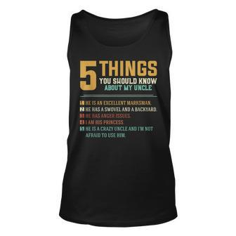5 Things Should Know About My Uncle - Funny Uncle Niece Unisex Tank Top - Thegiftio UK