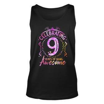 9 Years Of Being Awesome 9 Year Old Birthday Kid Girl Unisex Tank Top - Seseable
