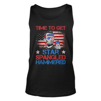 Abe Lincoln 4Th Of July Time To Get Star Spangled Hammered Unisex Tank Top - Seseable