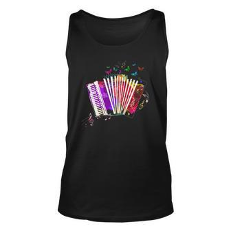 Abstract Music Butterfly Accordion Unisex Tank Top | Mazezy