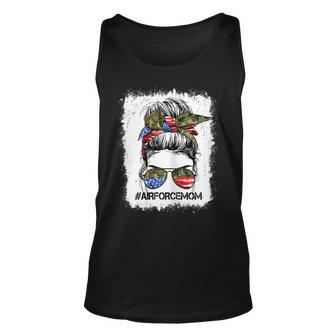  All American Airforce Mom Messy Bun Us Flag 4Th Of July Unisex Tank Top - Seseable