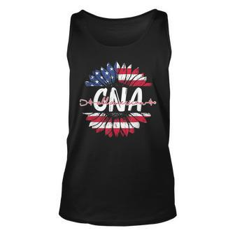 All American Cna Life American Flag Sunflower 4Th Of July Unisex Tank Top - Seseable