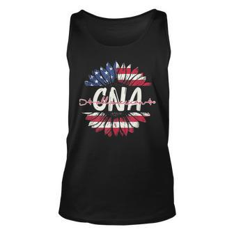 All American Cna Life American Flag Sunflower 4Th Of July V2 Unisex Tank Top - Seseable