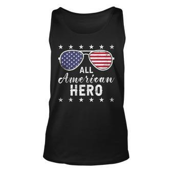All American Hero Dad 4Th Of July Sunglasses Fathers Day Unisex Tank Top - Seseable