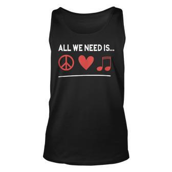 All We Need Is Peace Love Music Symbols Sign Unisex Tank Top - Seseable