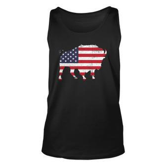 American Bison 4Th Of July Wildlife Animal Us Flag Buffalo Unisex Tank Top | Mazezy