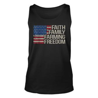American Flag 4Th Of July Faith Family Farming Freedom Unisex Tank Top - Seseable