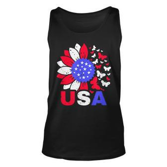 American Flag 4Th Of July Proud Usa Flower Girl Unisex Tank Top - Seseable