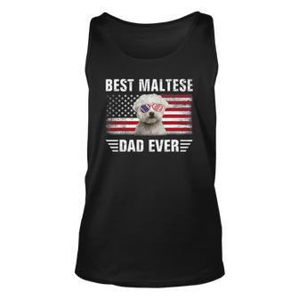 American Flag Best Maltese Dad Ever Tee Dog Dad Unisex Tank Top | Mazezy
