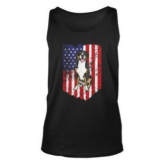 American Flag Greater Swiss Mountain Dog 4Th Of July Usa Unisex Tank Top | Mazezy