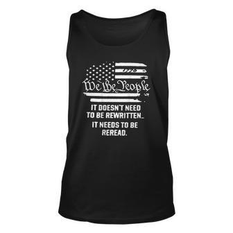 American Flag It Needs To Be Reread We The People On Back Unisex Tank Top | Mazezy
